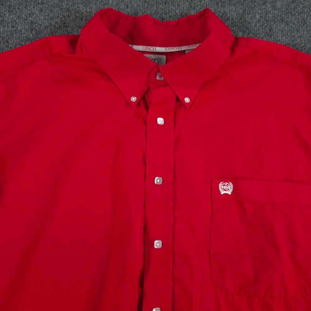 Cinch Shirt Mens XXL 2XL Tagged XL SEE MEASUREMENTS Red Button Down Western Wear